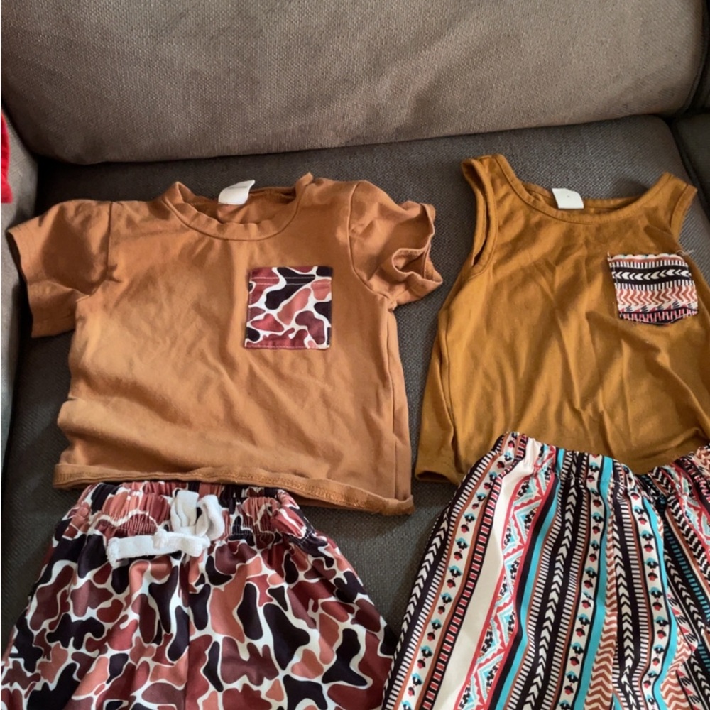 Kids' Brown and Patterned Outfit Set